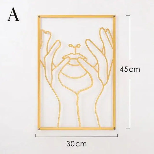 Modern Abstract Female Gold Line Silhouette Metal Art │ Nordic Woman Iron Wall Hanging Decor Ornament - Besontique Home