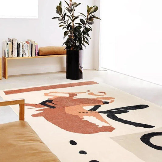 Modern Abstract Pattern Design Plush Large Carpet │ Minimalist Decorative Living Room Bedroom Mat Rug - Besontique Home