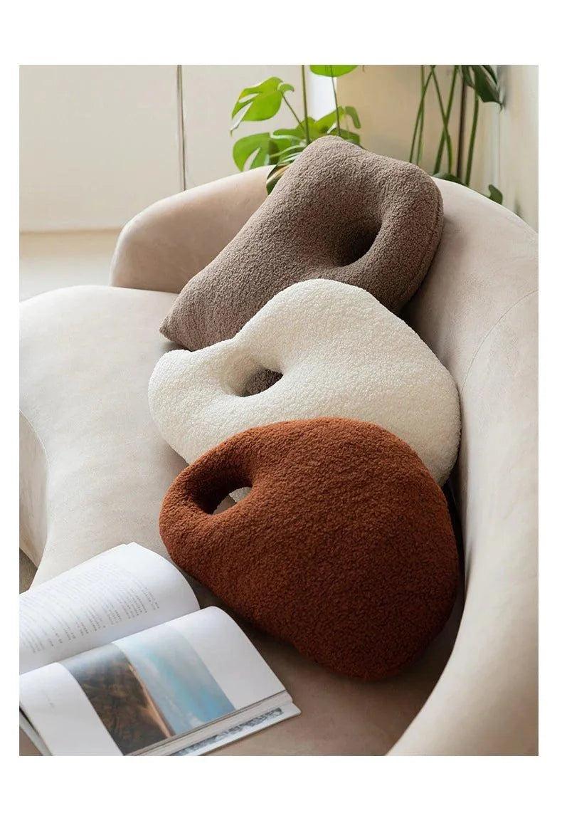 Modern Abstract Throw Pillows │ Neutral Solid Color Wool Decorative Cushion - Besontique Home