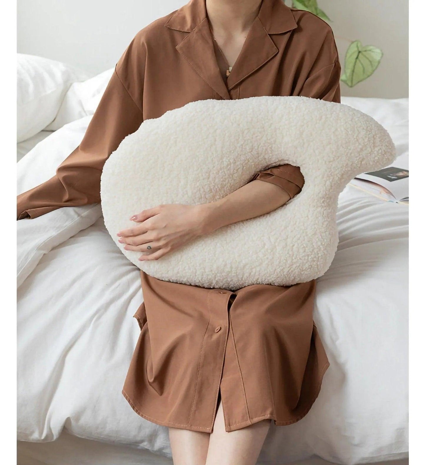 Modern Abstract Throw Pillows │ Neutral Solid Color Wool Decorative Cushion - Besontique Home