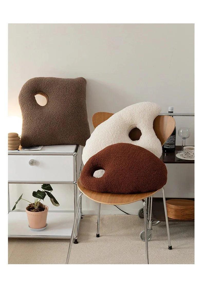 Modern Abstract Throw Pillows │ Neutral Solid Color Wool Decorative Cushion - Besontique Home