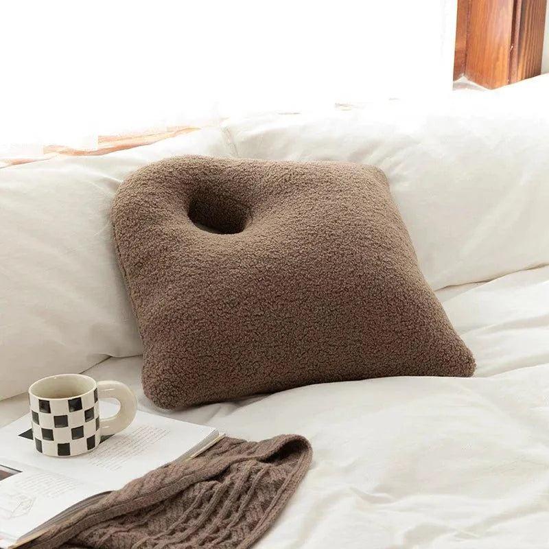 Modern Abstract Throw Pillows │ Neutral Solid Color Wool Decorative Cushion - Besontique Home