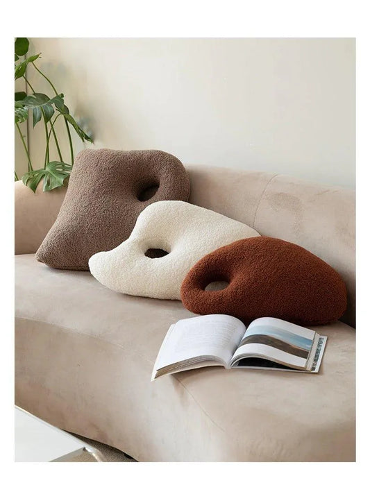 Modern Abstract Throw Pillows │ Neutral Solid Color Wool Decorative Cushion - Besontique Home