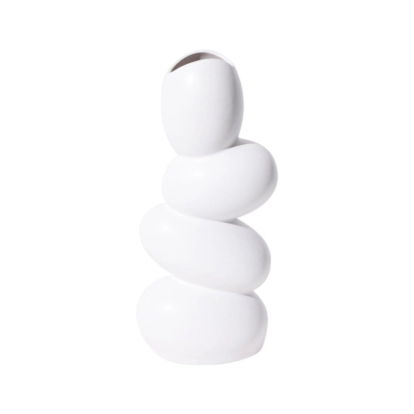 Modern Art Sculpture Egg Shape Vase │ Minimal White Decorative Pot - Besontique Home