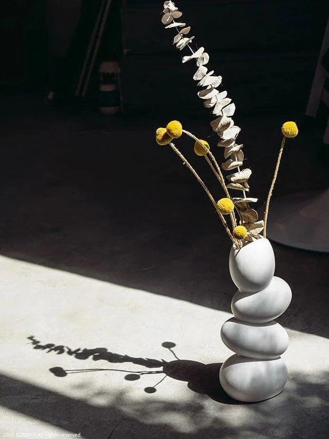 Modern Art Sculpture Egg Shape Vase │ Minimal White Decorative Pot - Besontique Home