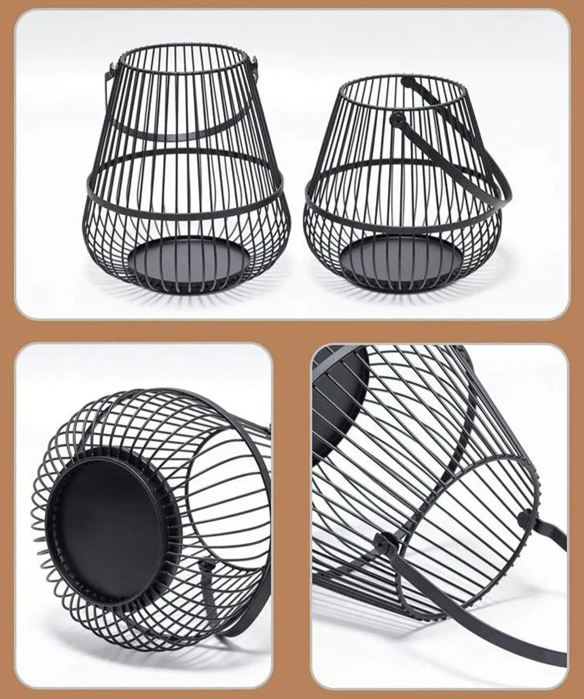 modern-black-cage-candlestick-holder-simple-hanging-lantern-candle-stand-besontique-home-41016 - Besontique Home