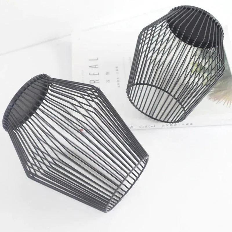 Modern Black Metal Willow Tea Light Candle Holder │ Pillar Candlestick Holder - Besontique Home