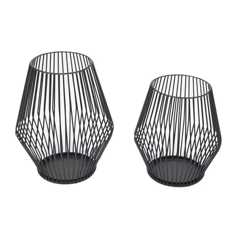 Modern Black Metal Willow Tea Light Candle Holder │ Pillar Candlestick Holder - Besontique Home