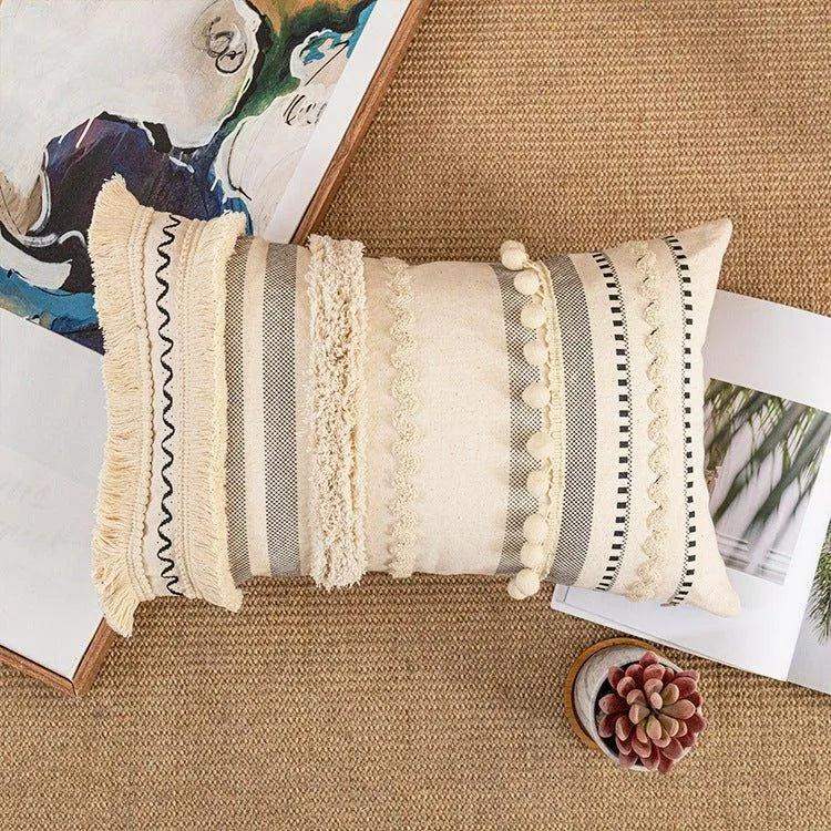 Modern Bohemian Lace Cushion Cover │ Moroccan Tufted Decorative Pillowcase │ For Bed Sofa Couch Living Room - Besontique Home