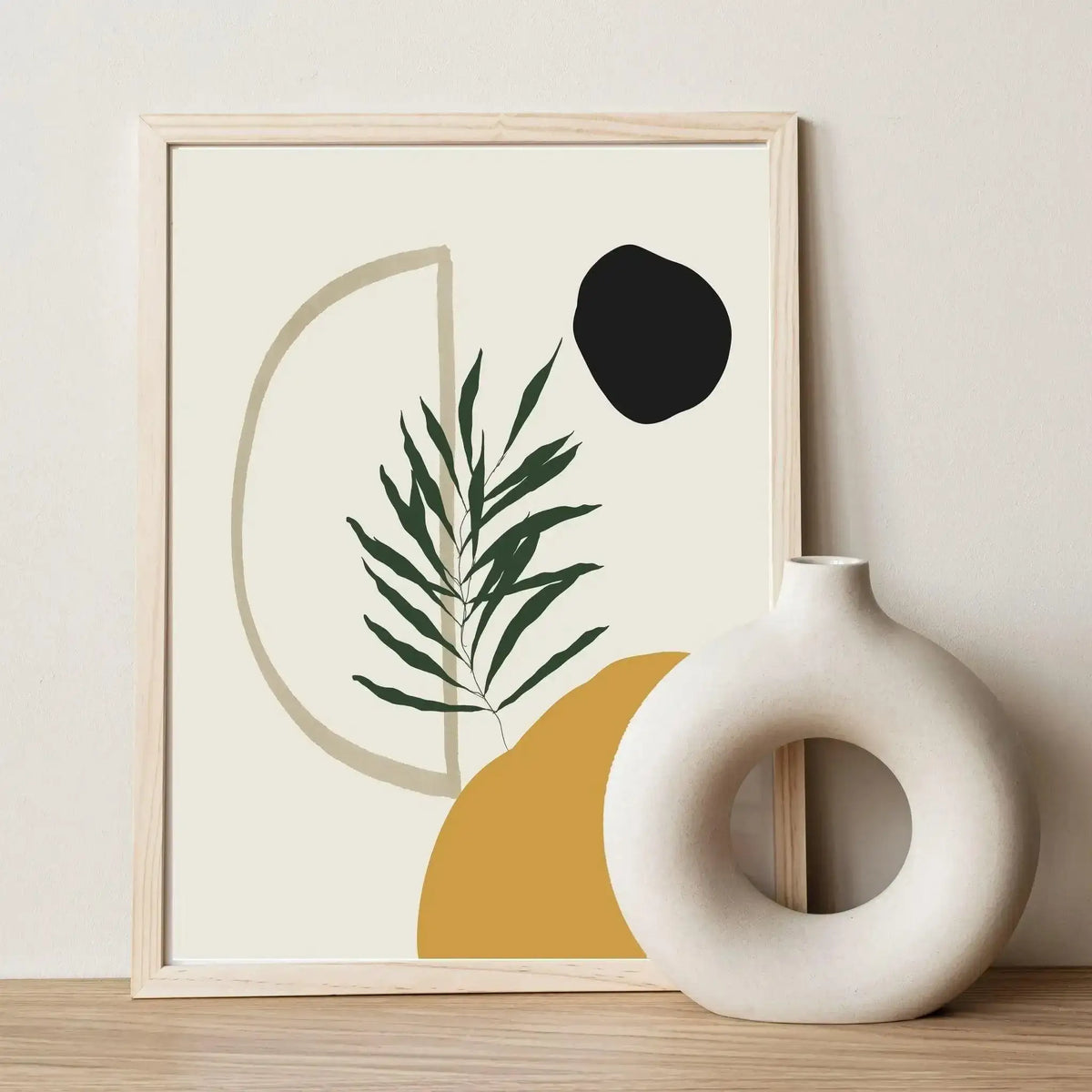 modern-boho-botanical-wall-print-yellow-green-black-decorative-art-besontique-home-32007 - Besontique Home