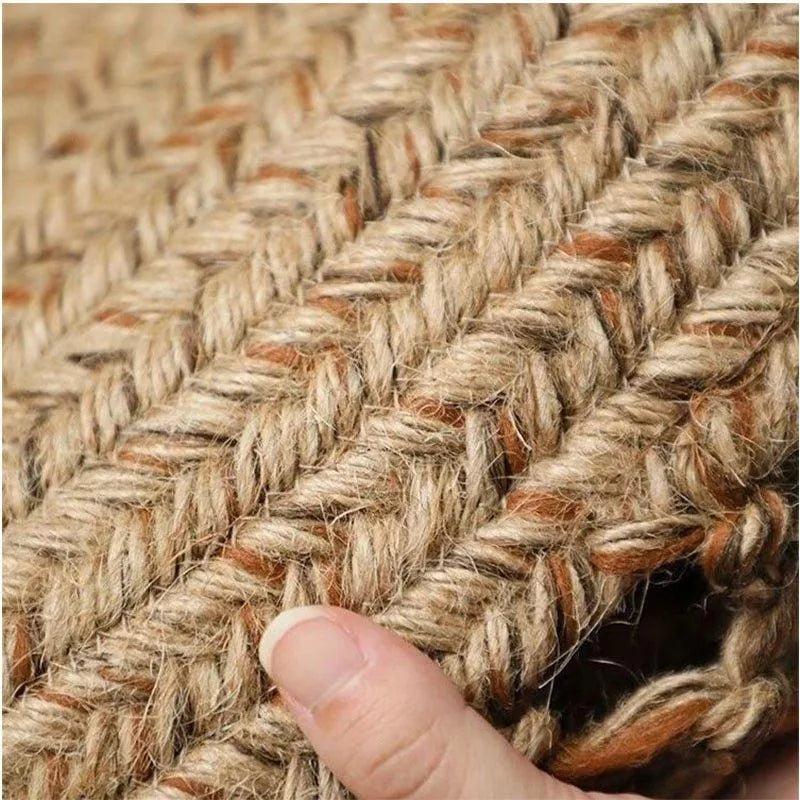 Modern Boho Jute Woven Carpet │ Weave Round Rugs Hand Knotted Tassel Carpet - Besontique Home