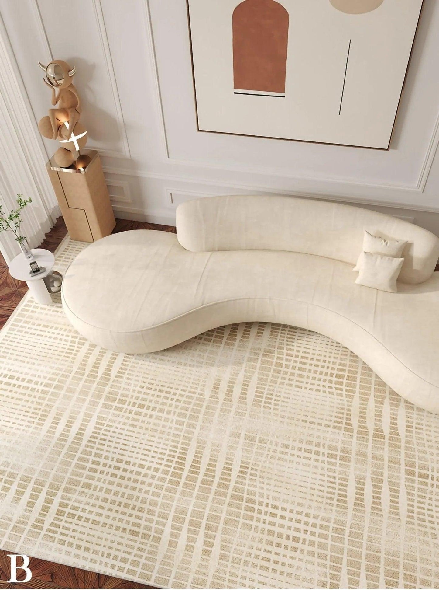 Modern Boho Line Carpet │ Neutral Tone Beige Rugs │ for Bedroom Living Room decoration - Besontique Home
