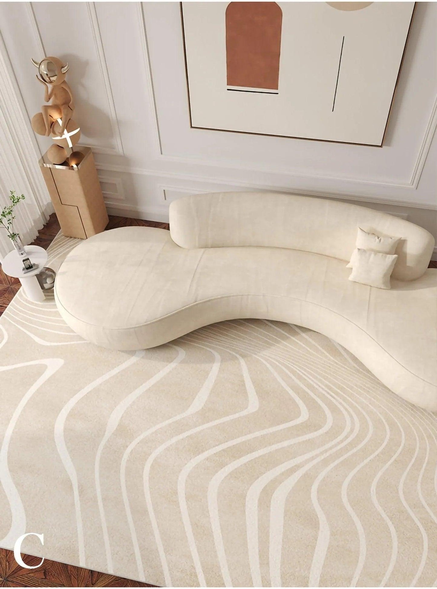 Modern Boho Line Carpet │ Neutral Tone Beige Rugs │ for Bedroom Living Room decoration - Besontique Home