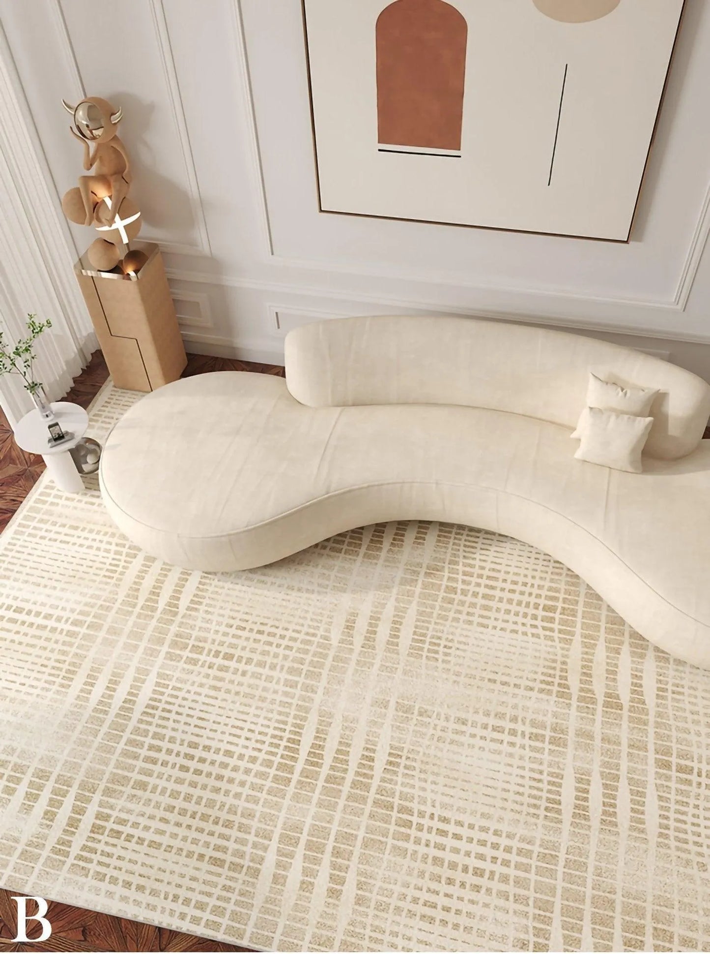 Modern Boho Line Carpet │ Neutral Tone Beige Rugs │ for Bedroom Living Room decoration - Besontique Home