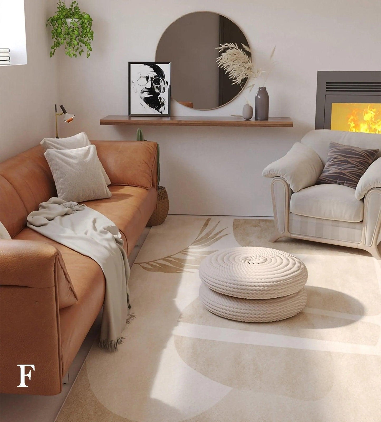 Modern Boho Line Carpet │ Neutral Tone Beige Rugs │ for Bedroom Living Room decoration - Besontique Home
