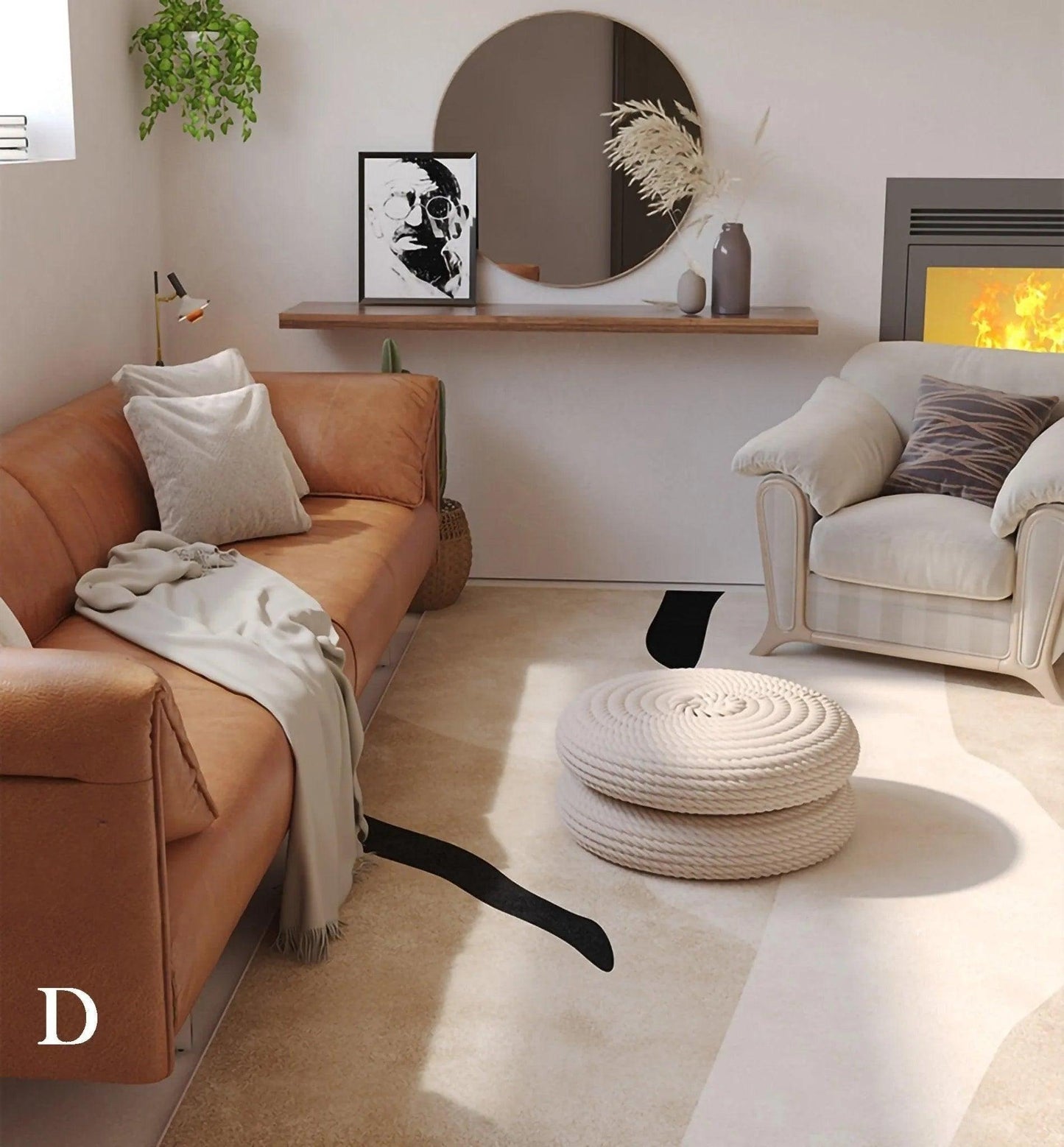 Modern Boho Line Carpet │ Neutral Tone Beige Rugs │ for Bedroom Living Room decoration - Besontique Home