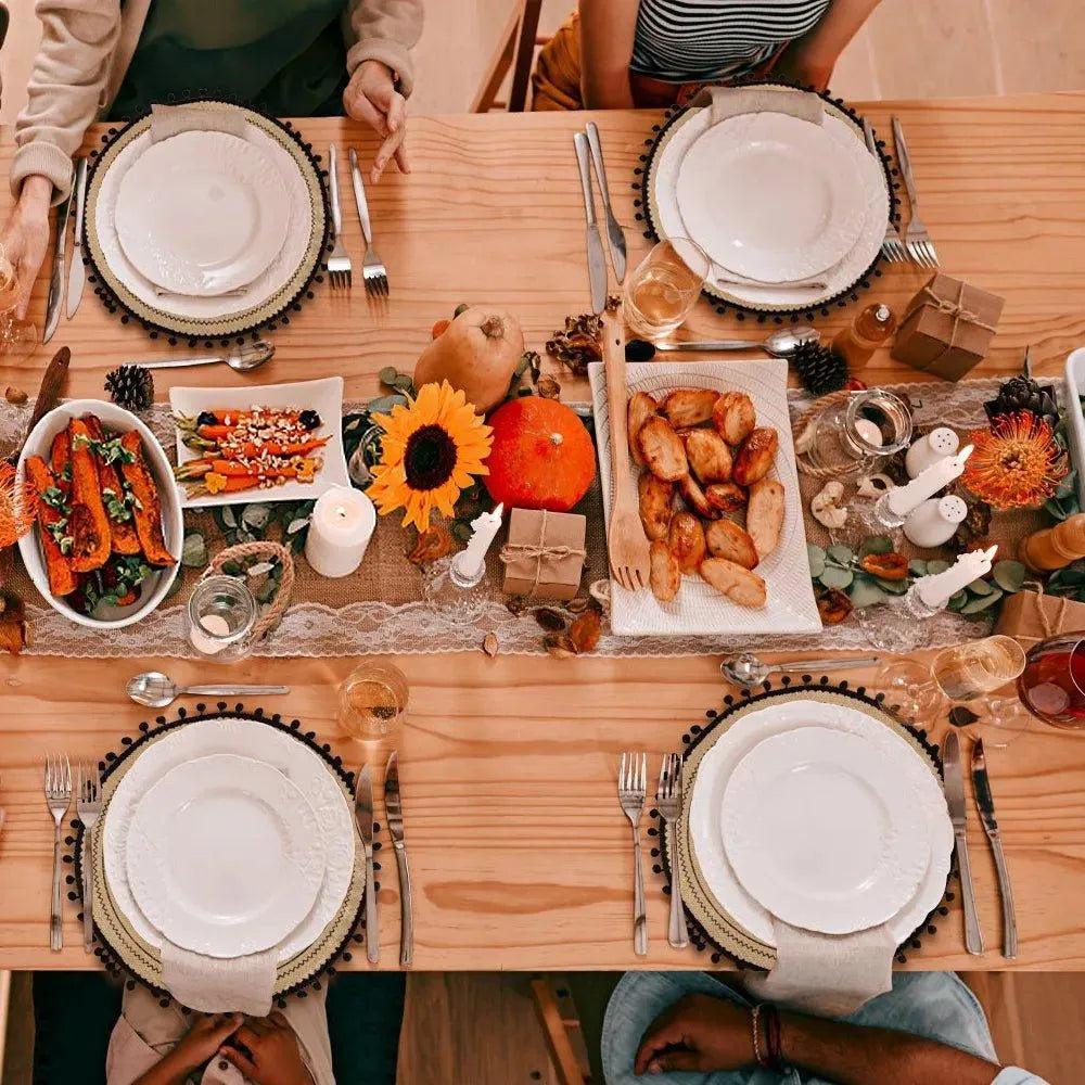Modern Boho Round Table Placemat │ Jute Woven Table Accessories Mat For Dining Room │ Kitchenware Tableware - Besontique Home