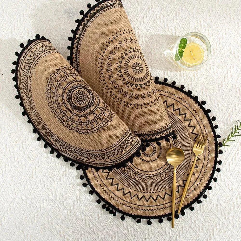 Modern Boho Round Table Placemat │ Jute Woven Table Accessories Mat For Dining Room │ Kitchenware Tableware - Besontique Home