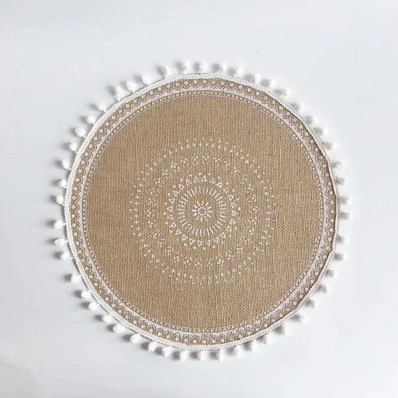 Modern Boho Round Table Placemat │ Jute Woven Table Accessories Mat For Dining Room │ Kitchenware Tableware - Besontique Home