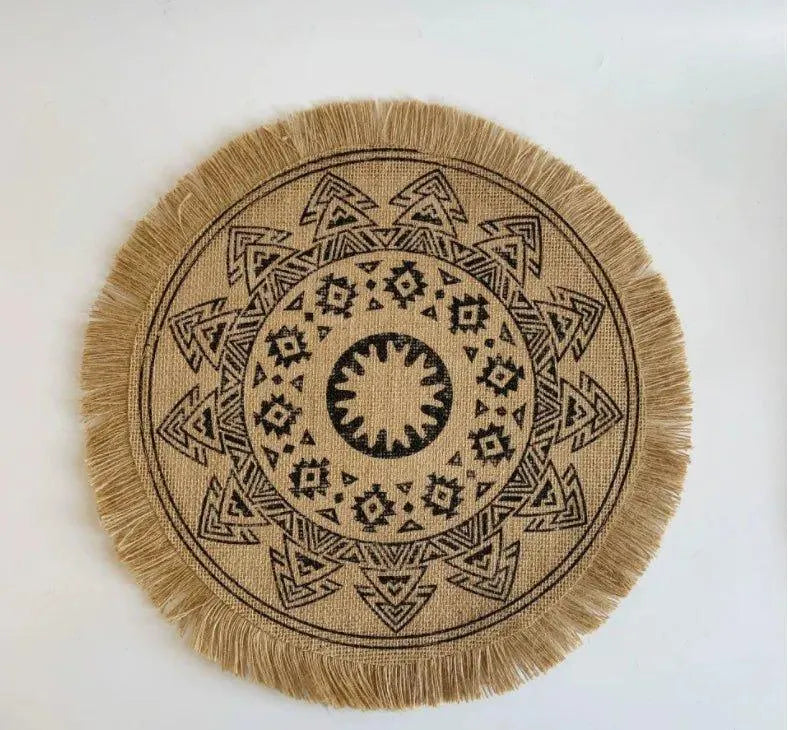 Modern Boho Round Table Placemat with Tassel │ Jute Woven Table Accessories Mats For Dining Room │ Kitchenware Tableware - Besontique Home