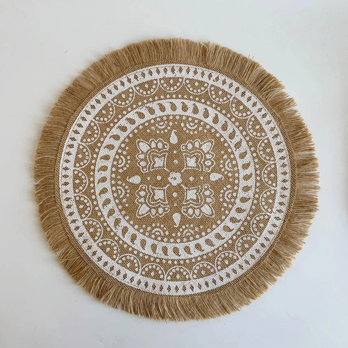Modern Boho Round Table Placemat with Tassel │ Jute Woven Table Accessories Mats For Dining Room │ Kitchenware Tableware - Besontique Home