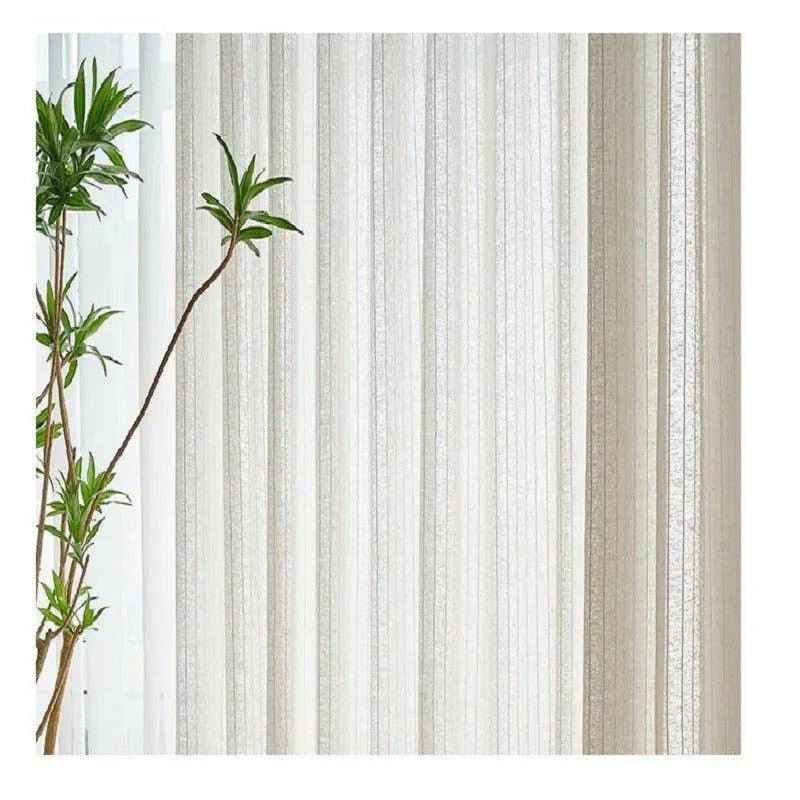 Modern Boho Style Yarn Linen Stripe Curtain - Besontique Home