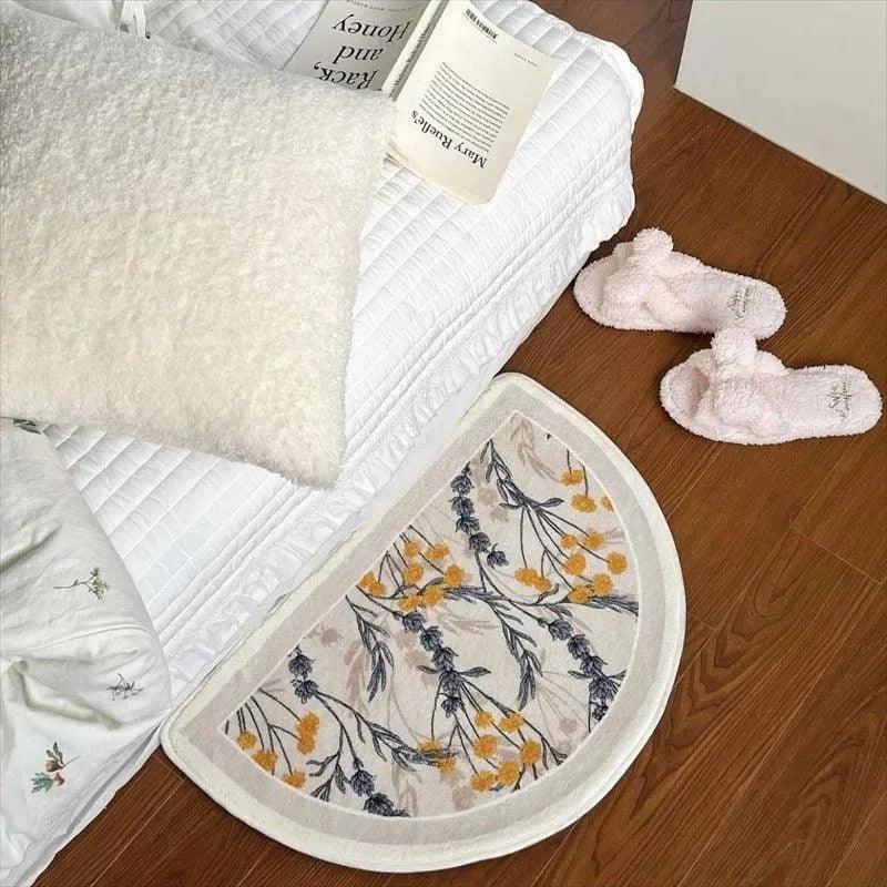 Modern Floral Bedside Decorative Rug │ Anti-slip Absorbent Bathroom Mat - Besontique Home