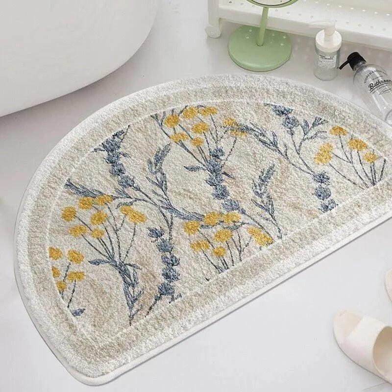 Modern Floral Bedside Decorative Rug │ Anti-slip Absorbent Bathroom Mat - Besontique Home