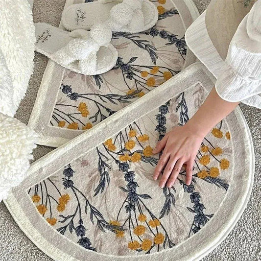 Modern Floral Bedside Decorative Rug │ Anti-slip Absorbent Bathroom Mat - Besontique Home