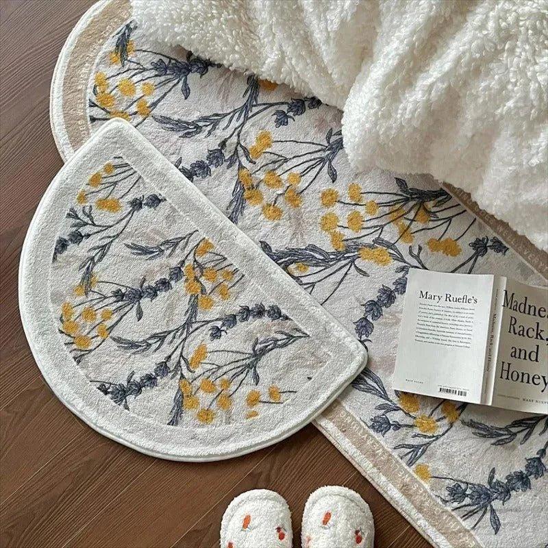 Modern Floral Bedside Decorative Rug │ Anti-slip Absorbent Bathroom Mat - Besontique Home