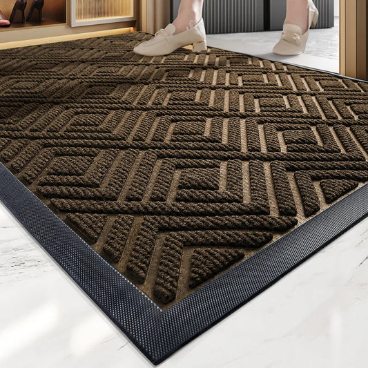 Modern Geometric Pattern PVC Door Mat │ Solid Color Anti-slip Entrance Floor Rug Mat - Besontique Home