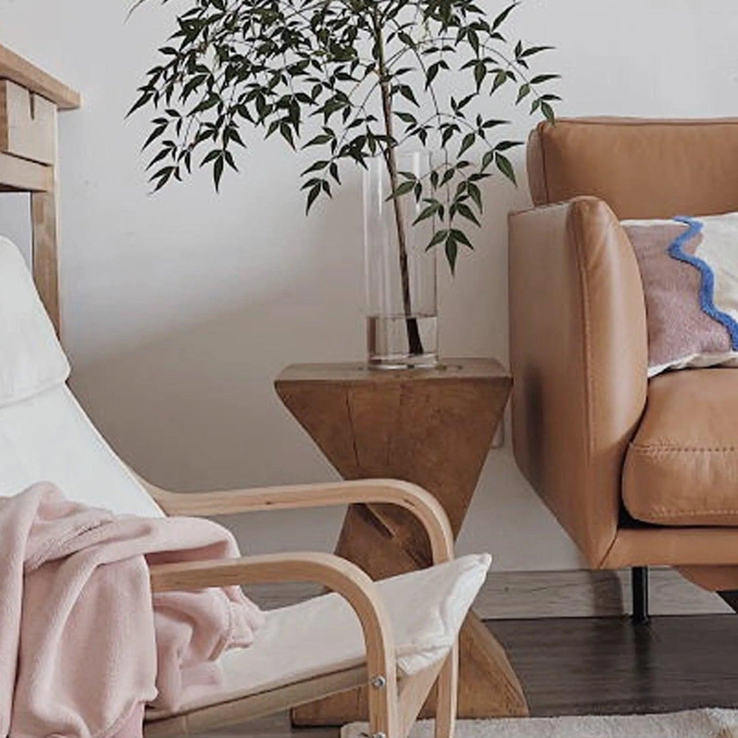 Modern Geometry Antique Side Table │ Lightweight Concrete Wooden Table Furniture - Besontique Home