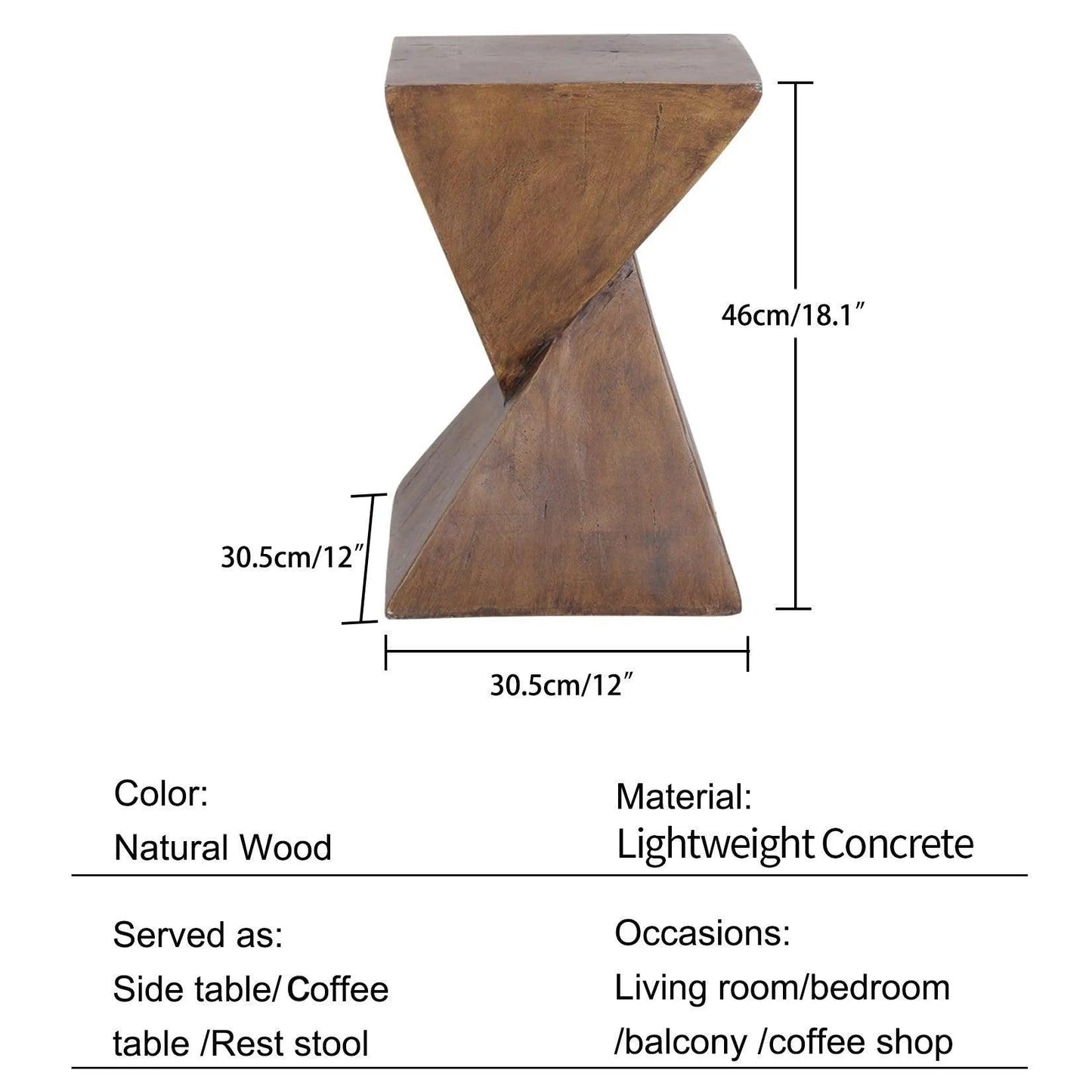 Modern Geometry Antique Side Table │ Lightweight Concrete Wooden Table Furniture - Besontique Home