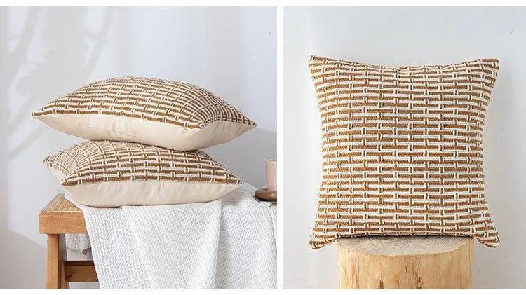 Modern Handmade Woven Cushion Cover │ Geometric Pattern Pillowcase │ For Bed Sofa Couch Living Room - Besontique Home