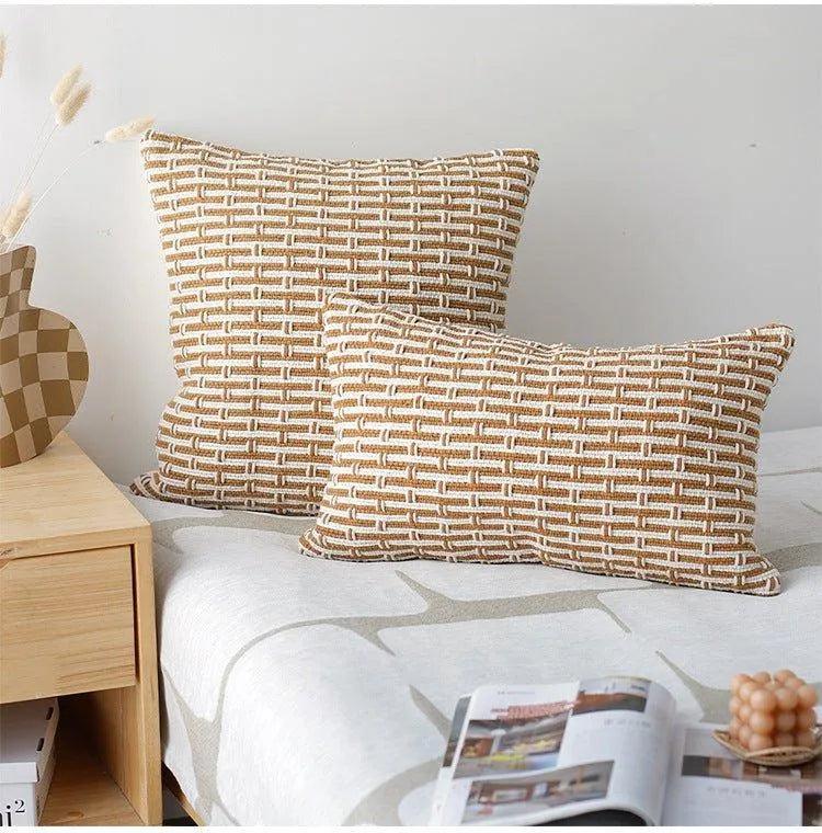 Modern Handmade Woven Cushion Cover │ Geometric Pattern Pillowcase │ For Bed Sofa Couch Living Room - Besontique Home