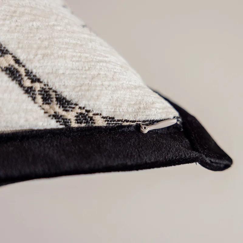 Modern Jacquard Embroidered Cushion Cover β Geometric Beige Black Luxury Design Throw Pillow Covers - Besontique Home