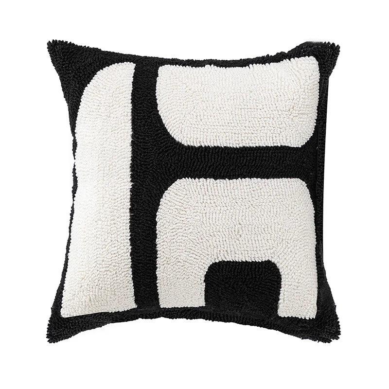 Modern Jacquard Embroidered Cushion Cover β Geometric Beige Black Luxury Design Throw Pillow Covers - Besontique Home