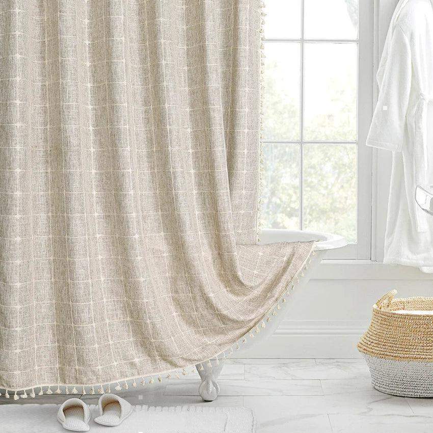 modern-jacquard-linen-shower-curtain-with-tassels-1-pcs-for-nordic-style-bathroom-decor-besontique-home-47871 - Besontique Home