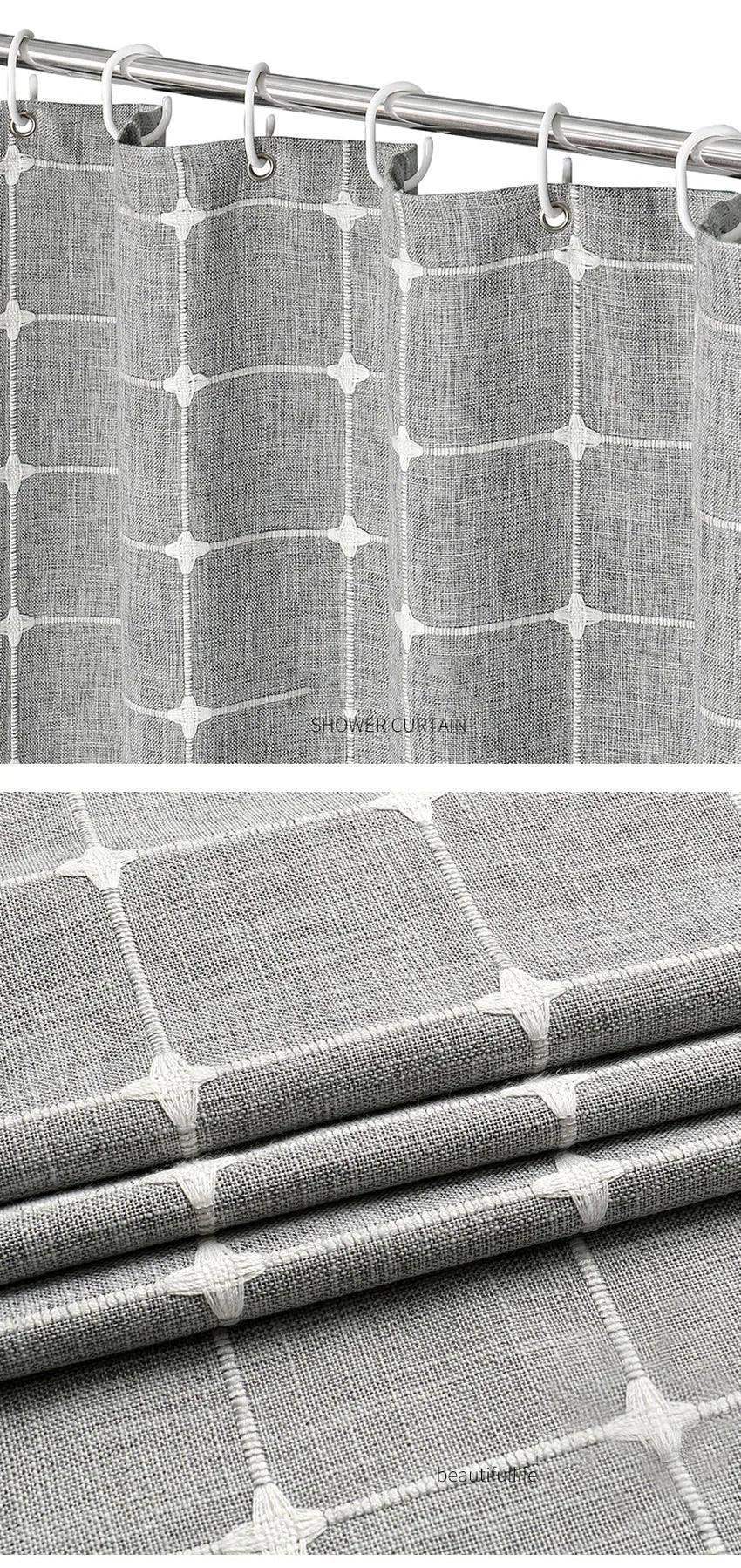 modern-jacquard-linen-shower-curtain-with-tassels-1-pcs-for-nordic-style-bathroom-decor-besontique-home-72230 - Besontique Home