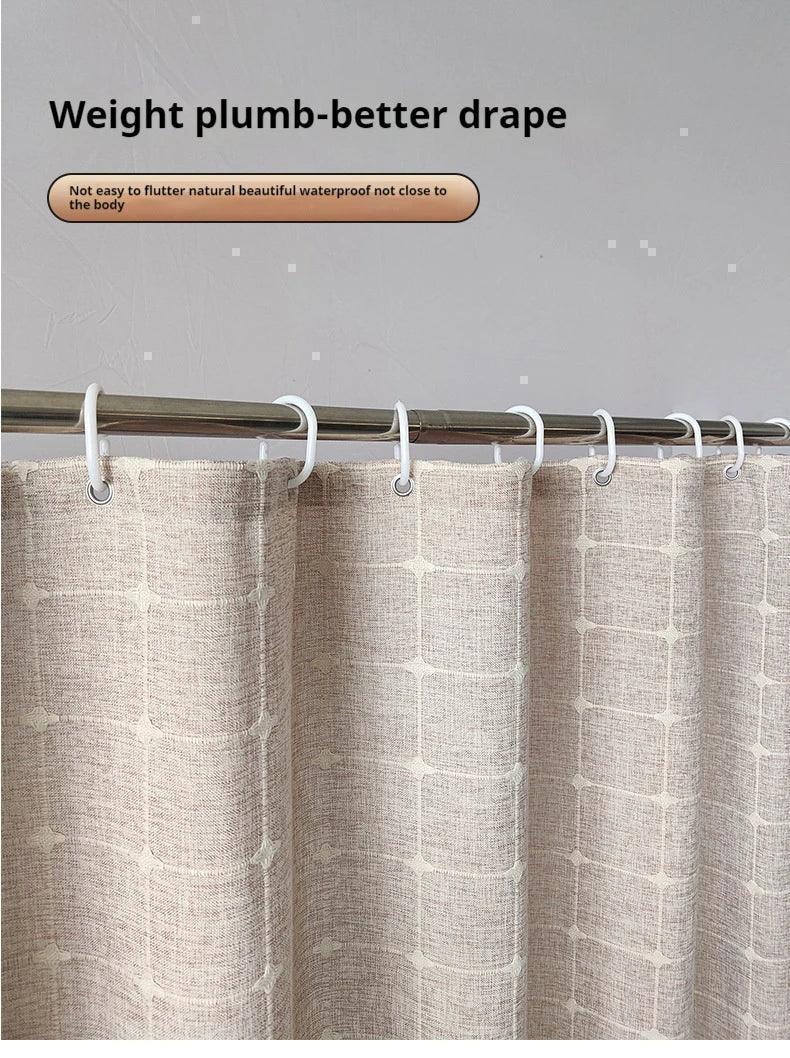 Modern Jacquard Linen Shower Curtain with Tassels (1 pcs) │ For Nordic Style Bathroom Decor - Besontique Home