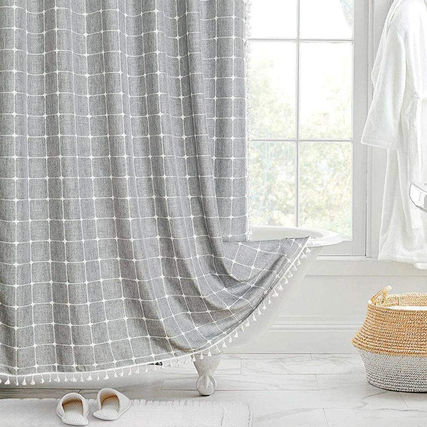 modern-jacquard-linen-shower-curtain-with-tassels-1-pcs-for-nordic-style-bathroom-decor-besontique-home-84556 - Besontique Home