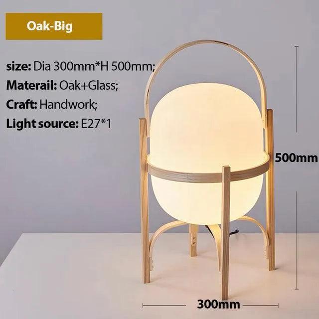 Modern Japandi Lantern Style Wooden Table Lamp - Besontique Home
