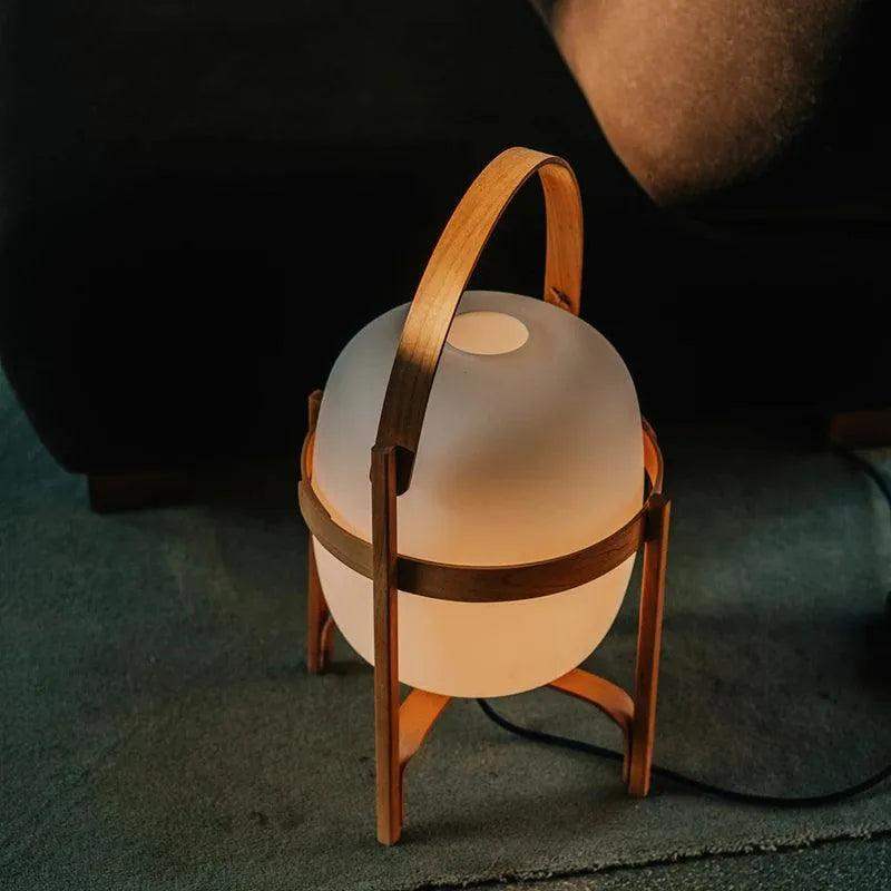 Modern Japandi Lantern Style Wooden Table Lamp - Besontique Home
