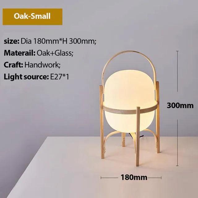 Modern Japandi Lantern Style Wooden Table Lamp - Besontique Home