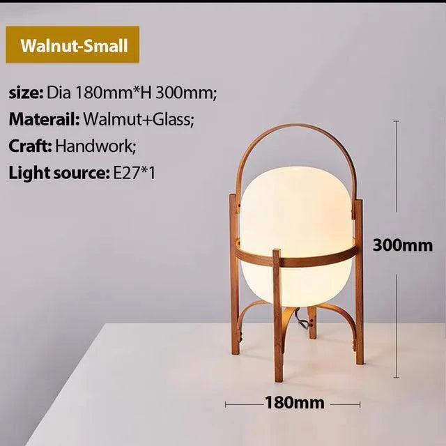Modern Japandi Lantern Style Wooden Table Lamp - Besontique Home