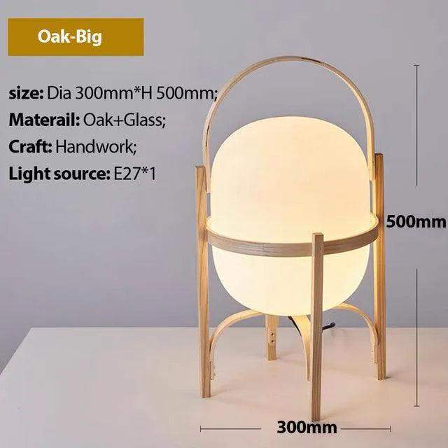 Modern Japandi Lantern Style Wooden Table Lamp - Besontique Home