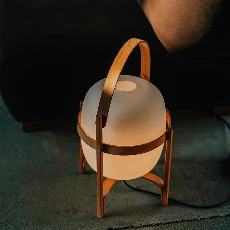 Modern Japandi Lantern Style Wooden Table Lamp - Besontique Home