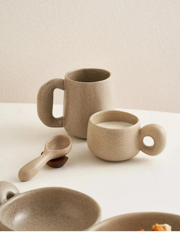Modern Japanese Stoneware Retro Coffee Mug │ Aesthetic Decorative Cups Kitchenware - Besontique Home