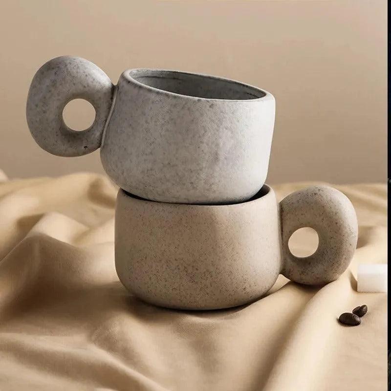 Modern Japanese Stoneware Retro Coffee Mug │ Aesthetic Decorative Cups Kitchenware - Besontique Home