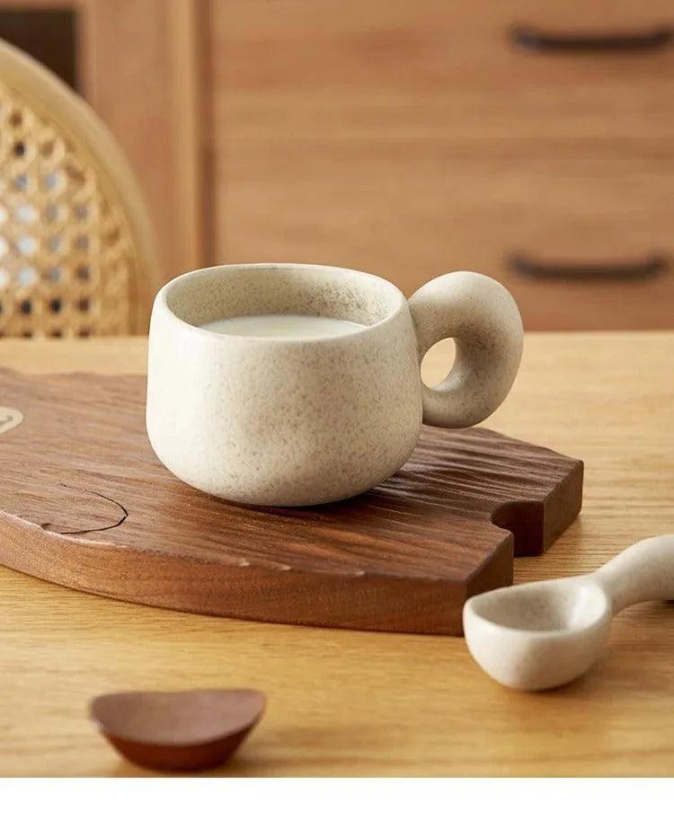 Modern Japanese Stoneware Retro Coffee Mug │ Aesthetic Decorative Cups Kitchenware - Besontique Home